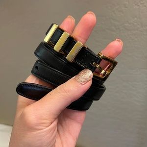 SAINT LAURENT 3 PASSANT BLACK LEATHER BELT 🖤